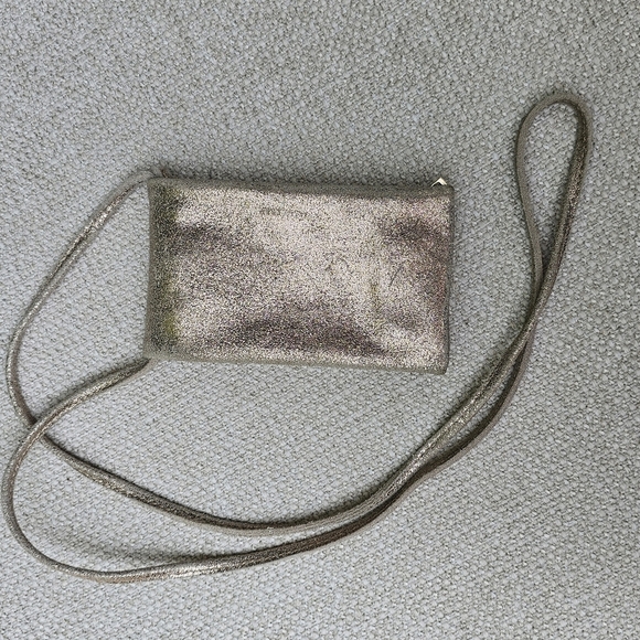 Real Leather Throughout Metallic Simple Crossbody for cards and essentials. - Picture 2 of 10
